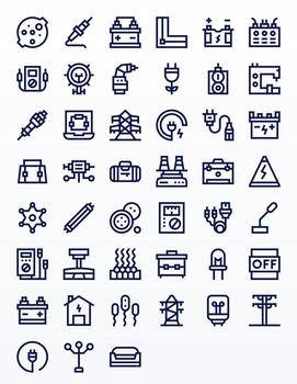 Electrical Exclusive Set featuring 45 Bold Line Pixel Optimized High Resolution Icons vector