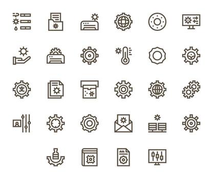 28 Bold Line Pixel Optimized 128x128 Icons from Parameters Suite vector