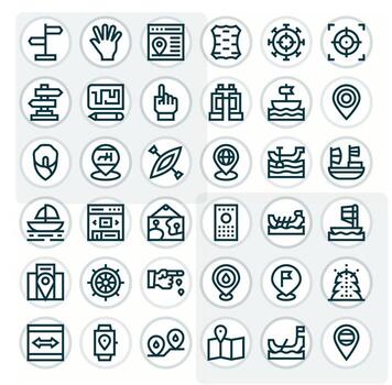 36 Bold Line Detail Enhanced High Resolution Icons from Navigation Suite vector
