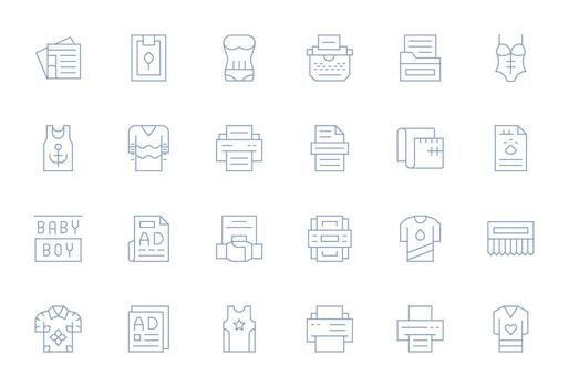 24 Icons for Print optimized in Pixel Aligned 128x128 Thin Line resolution vector