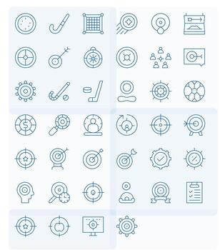 Goal Comprehensive Bundle with 40 Pixel Aligned Thin Line 256x256 Icons vector