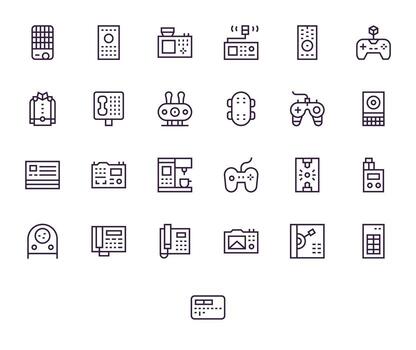 Buttons Icon Collection featuring 25 Display Perfect 128x128 Regular Line Designs vector