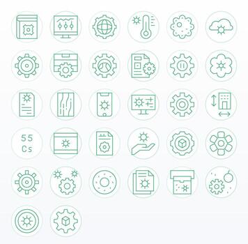 32 Delgado línea detalle mejorado íconos para parámetros gráficos vector