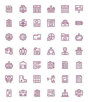 42 Icons for Management optimized in Pixel Optimized 256x256 Regular Line resolution vector