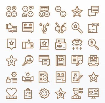 36 Bold Line Display Perfect Icons for Review Graphics vector
