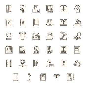 35 High Resolution Regular Line Icons optimized for Study Detail Enhanced display vector