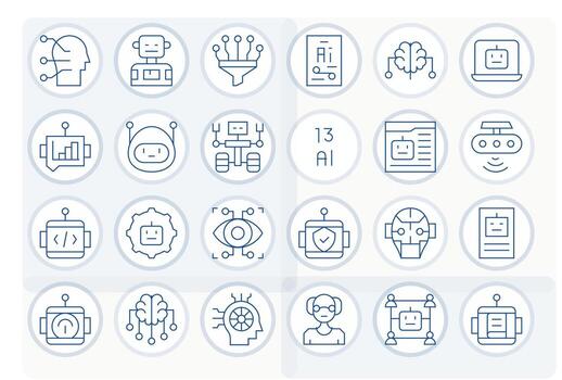 Thin Line Detail Enhanced Icons from Machine Learning Set with 24 High Resolution Icons vector