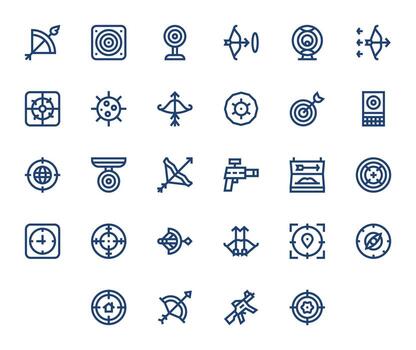 Aiming Ultimate Package with 28 High Resolution Bold Line Grid Fitted Icons vector