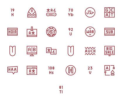 25 regular línea editable 256x256 íconos desde fuente suite vector