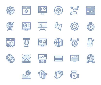 Performance Icon Library with 28 Bold Line 256x256 Pixel Aligned Designs vector