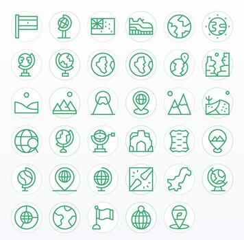 35 Display Perfect Regular Line Icons designed for Geography Interface vector