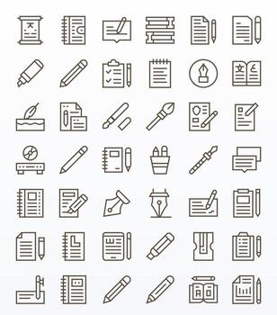 42 Regular Line Icons from Writing in Retina Ready Pixel Optimized Quality vector