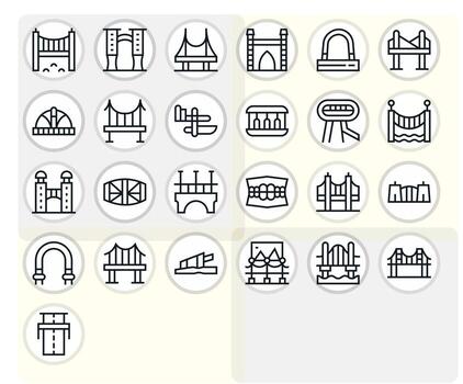 25 Regular Line Icons designed for Bridge in Retina Ready Pixel Aligned format vector