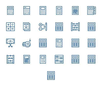 Subtract Icon Library with 25 Regular Line High Resolution Grid Fitted Designs vector