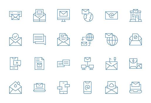 24 Thin Line Detail Enhanced Icons for Outbox Graphics vector