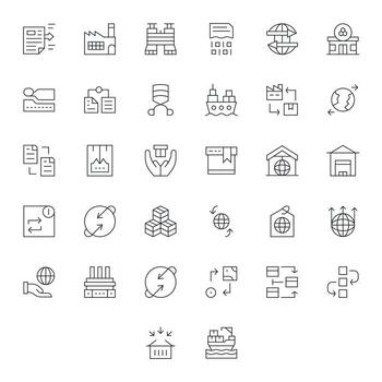 32 Grid Fitted Thin Line Icons designed for Export Interface vector