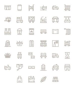 40 Icons for Goods optimized in Pixel Optimized 128x128 Thin Line resolution vector