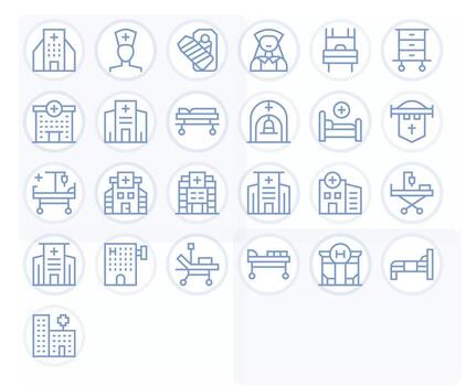 Regular Line Style Ward Icons with 25 High Resolution Editable Designs vector