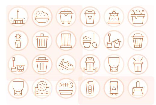 24 Icons for Garbage optimized in Pixel Optimized Retina Ready Thin Line resolution vector