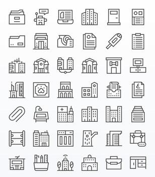 42 128x128 regular línea píxel optimizado íconos para oficina proyectos vector