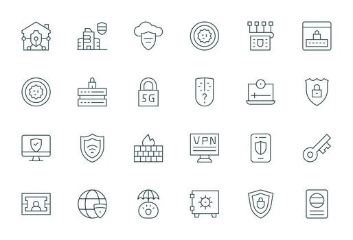 cortafuegos icono caja de herramientas presentando 24 detalle mejorado 128x128 Delgado línea elementos vector