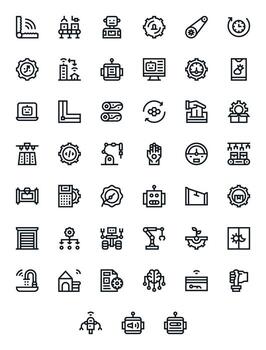 45 256x256 íconos para automatización en monitor Perfecto negrita línea formato vector