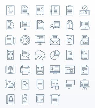 40 monitor Perfecto Delgado línea íconos diseñado para reporte interfaz vector