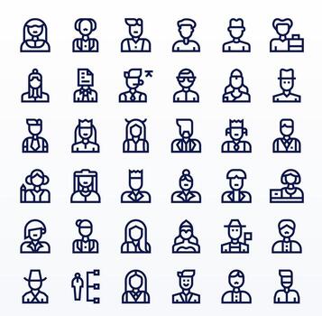 36 negrita línea píxel optimizado íconos para gerente gráficos vector