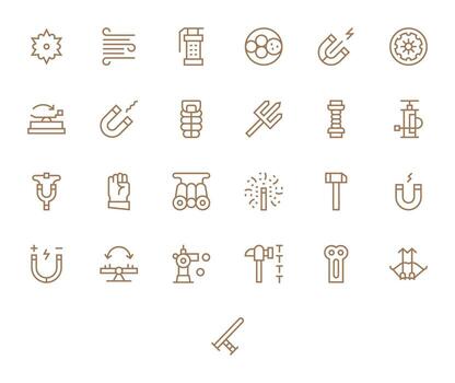 fuerza exhaustivo haz con 25 monitor Perfecto regular línea 256x256 íconos vector