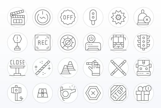 detener escalable conjunto presentando 24 píxel optimizado Delgado línea alto resolución íconos vector