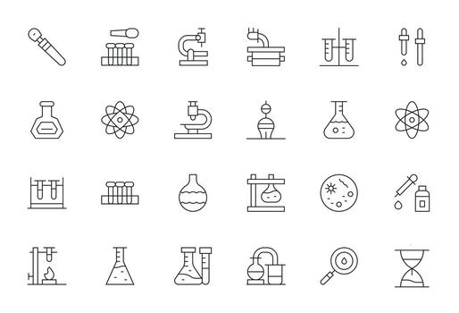 24 256x256 Thin Line Icons optimized for Research Lab Pixel Optimized display vector