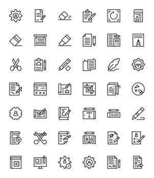 42 íconos para editar presentando 128x128 píxel optimizado regular línea gráficos vector