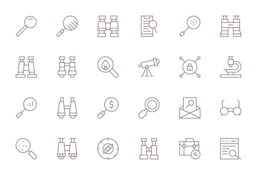 aumentador exhaustivo haz con 24 monitor Perfecto Delgado línea 256x256 íconos vector