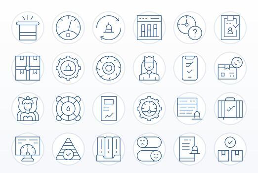 24 64x64 Thin Line Grid Fitted Icons for Status Projects vector