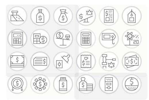 24 alto resolución Delgado línea píxel optimizado íconos para precio proyectos vector