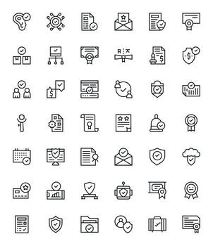 42 Regular Line Icons designed for Validated in Retina Ready Editable format vector