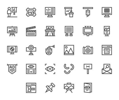 28 High Resolution Bold Line Detail Enhanced Icons for Visual Projects vector