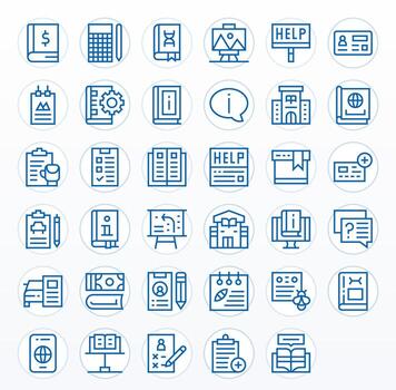 documentación exclusivo conjunto presentando 35 regular línea monitor Perfecto 64 x 64 íconos vector