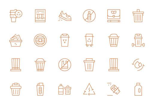 24 Thin Line Pixel Optimized Designs for Recycle 256x256 Icons vector
