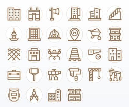 Construction Icon Toolkit featuring 28 Display Perfect High Resolution Bold Line elements vector