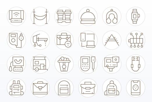 24 Thin Line Pixel Aligned Icons crafted for Portable 256x256 applications vector
