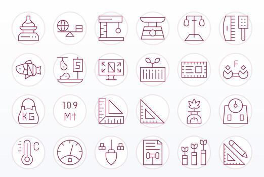 Scale Digital Pack containing 24 Grid Fitted Thin Line 128x128 Icons vector