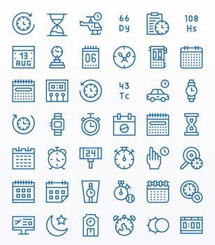 Time Icon Arsenal with 42 High Resolution Regular Line Display Perfect designs vector