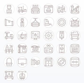 32 Thin Line Icons for Loading in crisp High Resolution PIXEL Perfect resolution vector