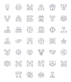 colaboración profesional conjunto con 40 Delgado línea editable 256x256 íconos vector