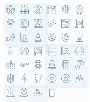 40 128x128 Thin Line Icons optimized for Caution Detail Enhanced display vector
