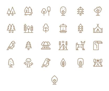 25 64x64 Icons for Nature Reserve in Pixel Aligned Regular Line Format vector