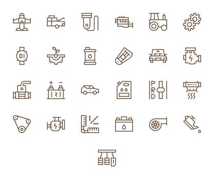 25 PIXEL Perfect Regular Line Icons from Engine Collection vector