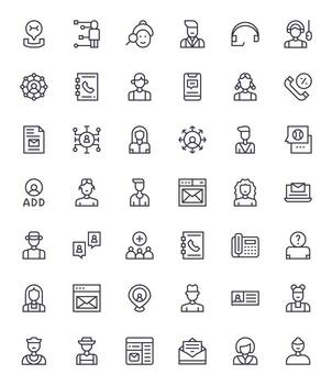 42 Grid Fitted Regular Line Icons designed for Contact Interface vector