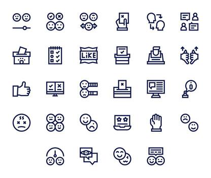 Poll Comprehensive Bundle with 28 Pixel Optimized Bold Line 256x256 Icons vector